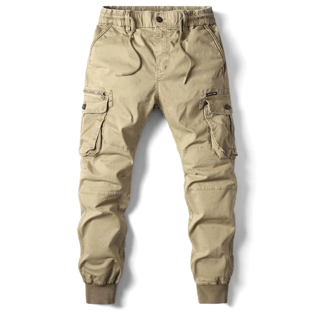 Leo | Men's Utility Cargo Trousers with Stretch Fit, Functional Pocket Trousers | Bella Blue | Black