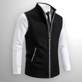 Leon | Men's Knit Waistcoat with Zip and Stand Collar, Structured Men's Waistcoat | Bella Blue | Black