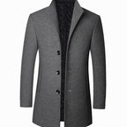 Leopold | Men's Wool Coat with Tailored Cut, Elegant Transitional Coat | Bella Blue | Brown