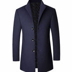 Leopold | Men's Wool Coat with Tailored Cut, Elegant Transitional Coat | Bella Blue | Brown
