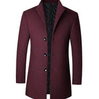 Leopold | Men's Wool Coat with Tailored Cut, Elegant Transitional Coat | Bella Blue | Brown