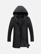 Liam | Men's Insulated Winter Coat, Mid-Length Warm Coat | Bella Blue | Black