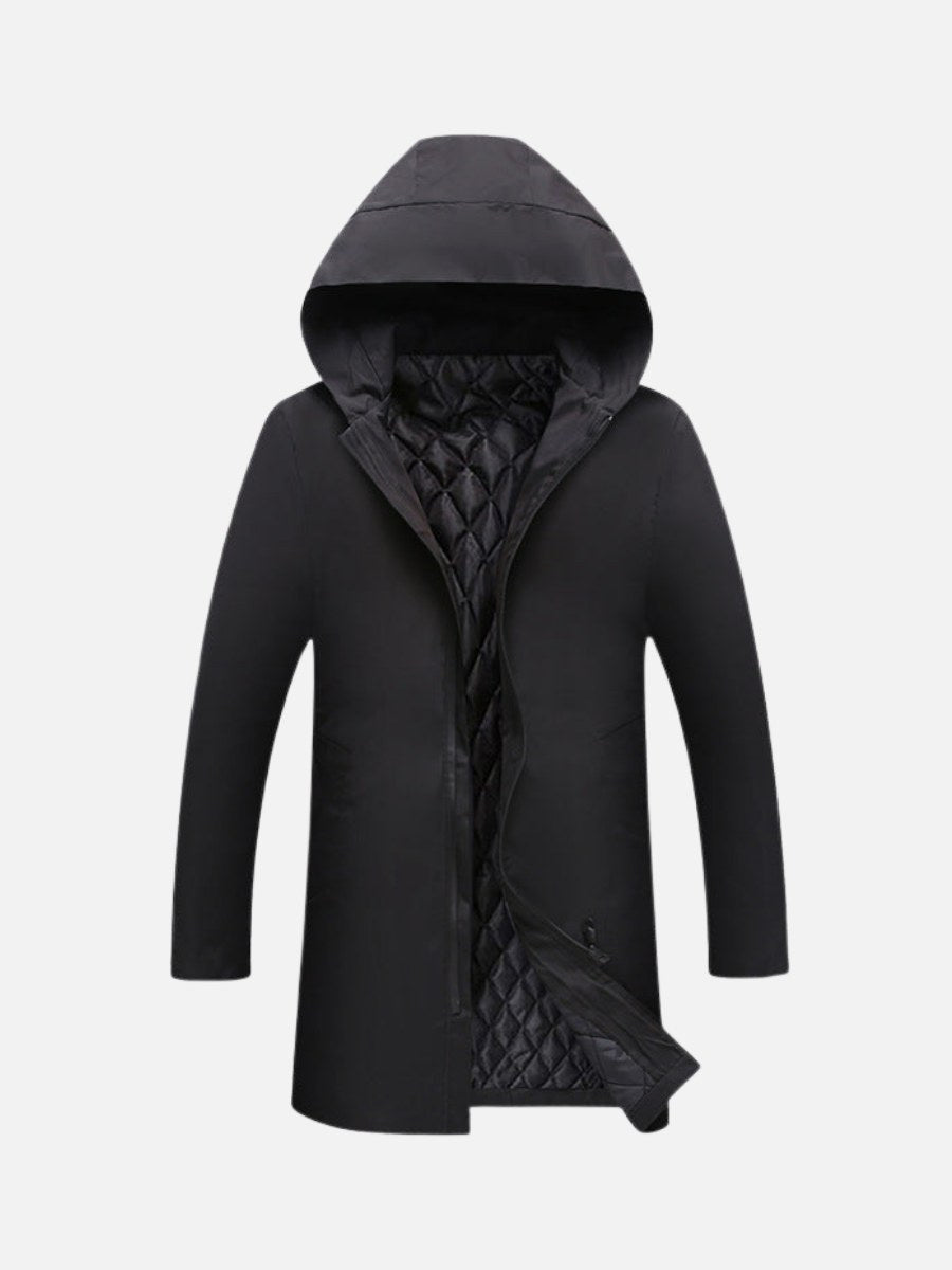 Liam | Men's Insulated Winter Coat, Mid-Length Warm Coat | Bella Blue | Black