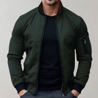 Liam | Men's Slim-Fit Bomber Jacket, Ribbed Collar Jacket | Bella Blue | Green