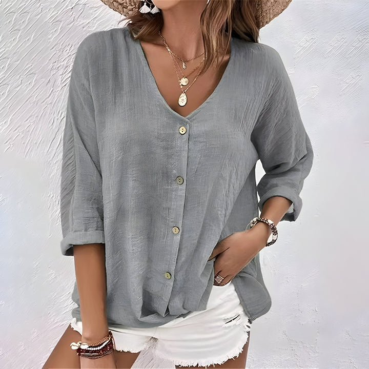 Liana | Women's V-Neck Lightweight Summer Blouse - image 5