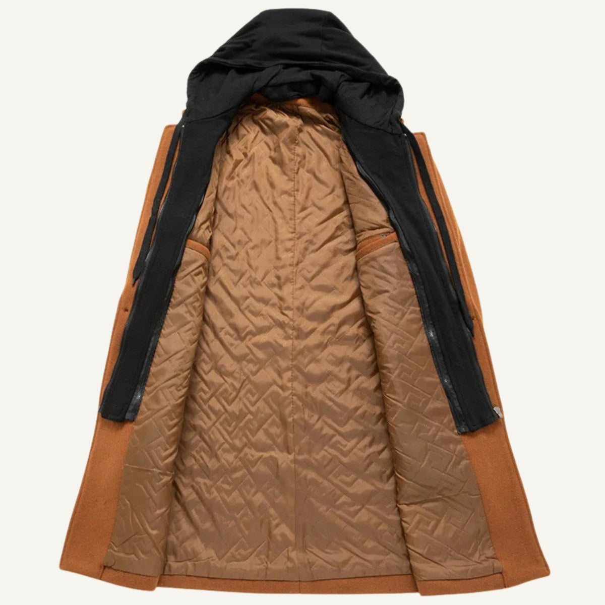 Lincoln | Men's Hooded Wool Overcoat, Quilted Lining Autumn Coat | Bella Blue