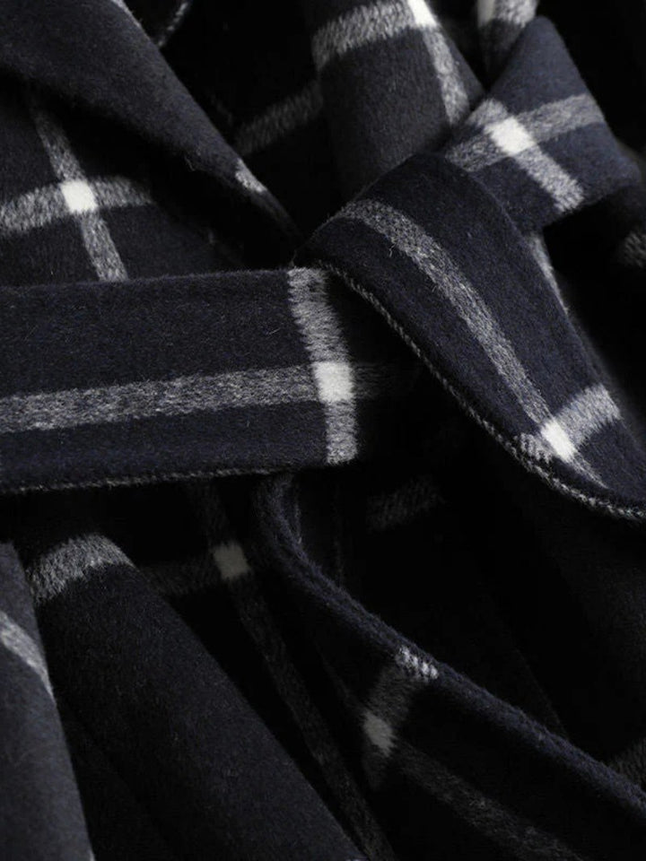 Lison | Women's Checked Wool Coat, Tailored Autumn Coat | Bella Blue