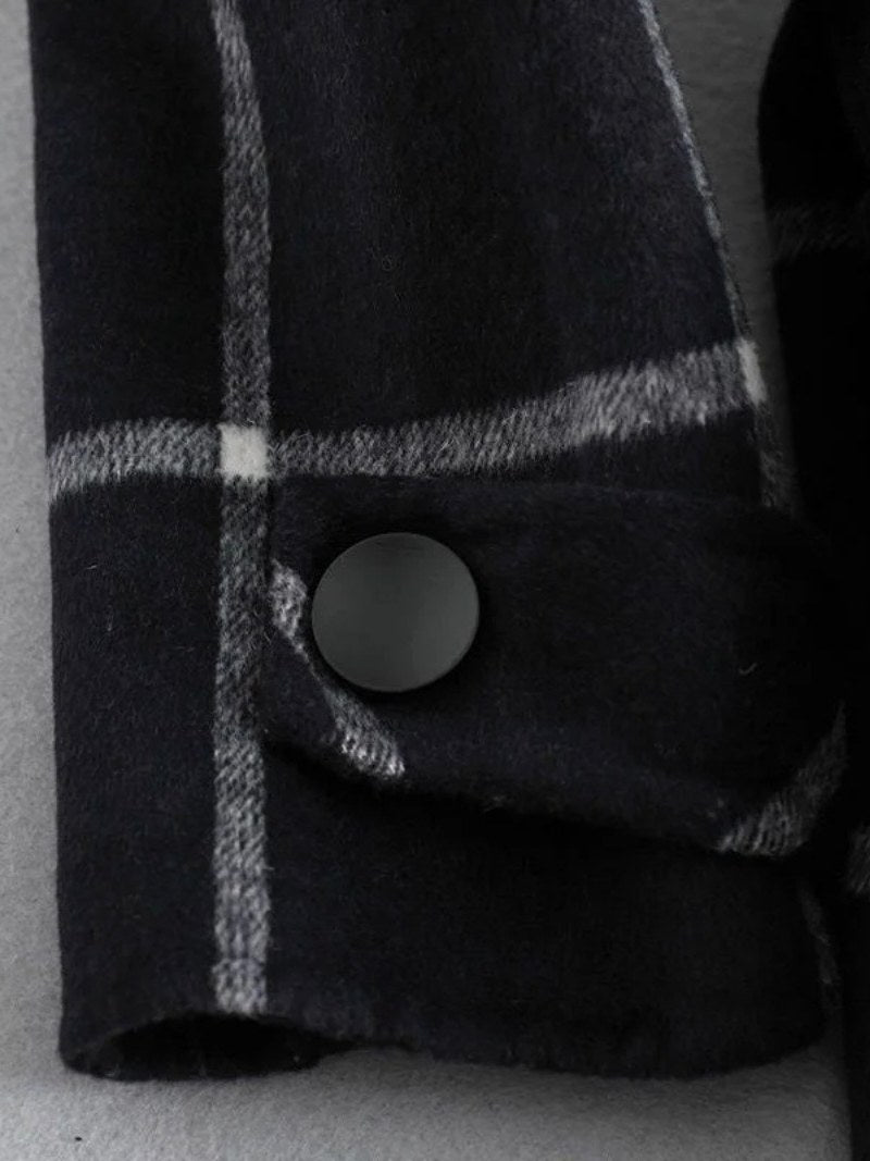 Lison | Women's Checked Wool Coat, Tailored Autumn Coat | Bella Blue