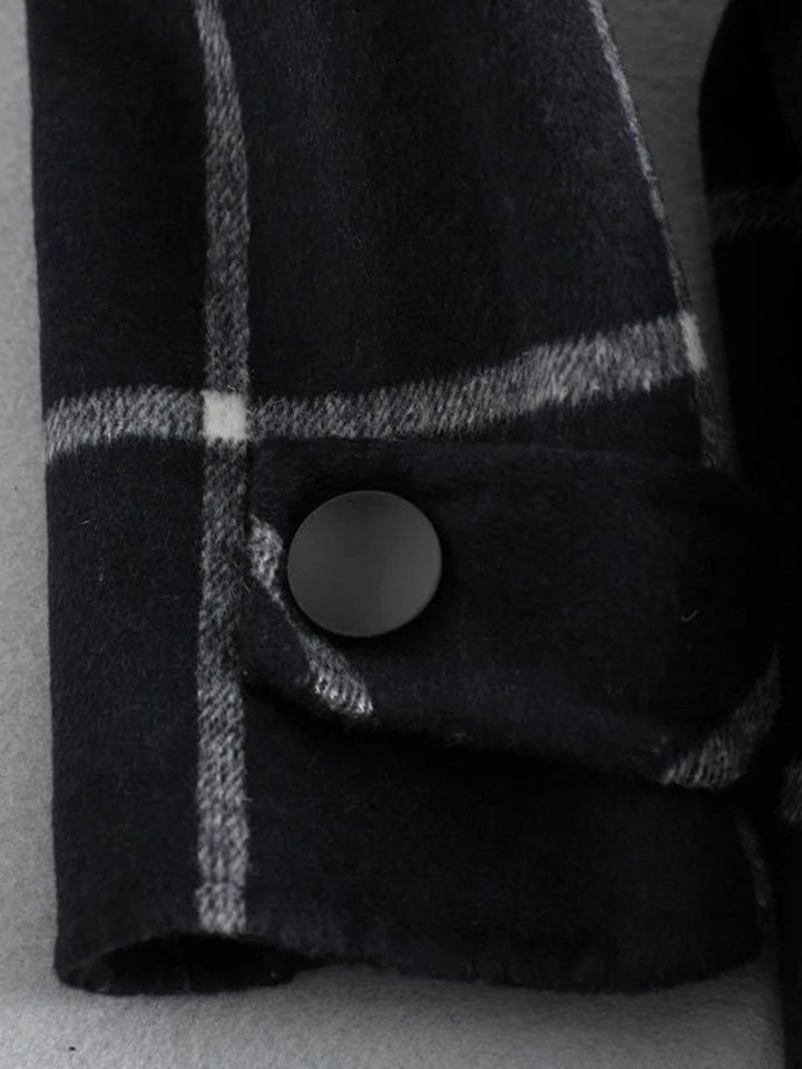 Lison | Women's Checked Wool Coat, Tailored Autumn Coat | Bella Blue