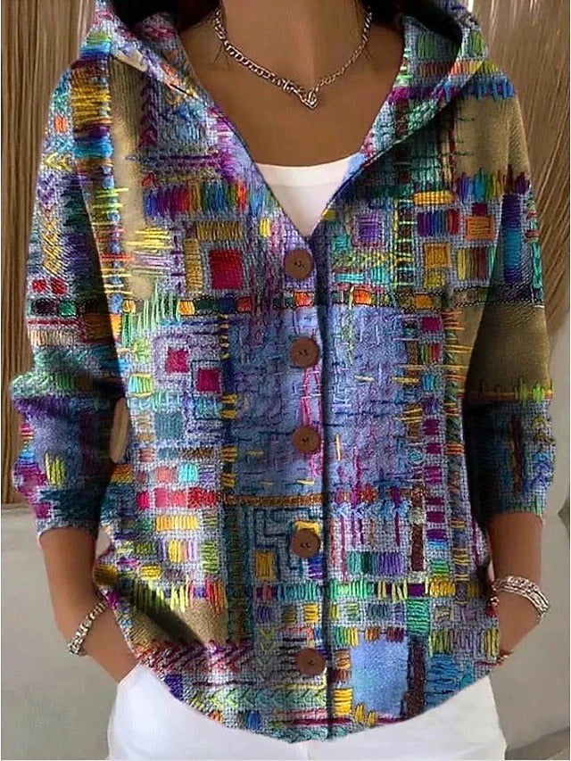 Loane | Women's Button Hooded Cardigan, Warm Everyday Jumper | Bella Blue