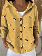 Loane | Women's Button Hooded Cardigan, Warm Everyday Jumper | Bella Blue