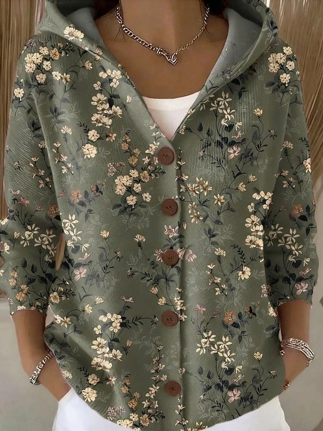 Loane | Women's Button Hooded Cardigan, Warm Everyday Jumper | Bella Blue