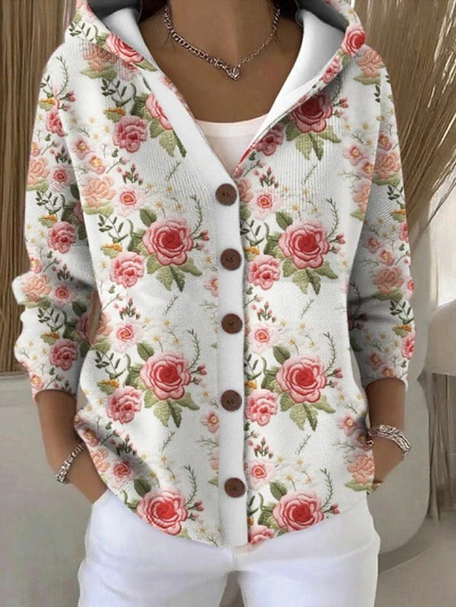 Loane | Women's Button Hooded Cardigan, Warm Everyday Jumper | Bella Blue