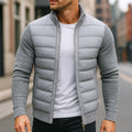 Logan | Men's Quilted Padded Jacket, Structured Everyday Jacket | Bella Blue | Light Grey