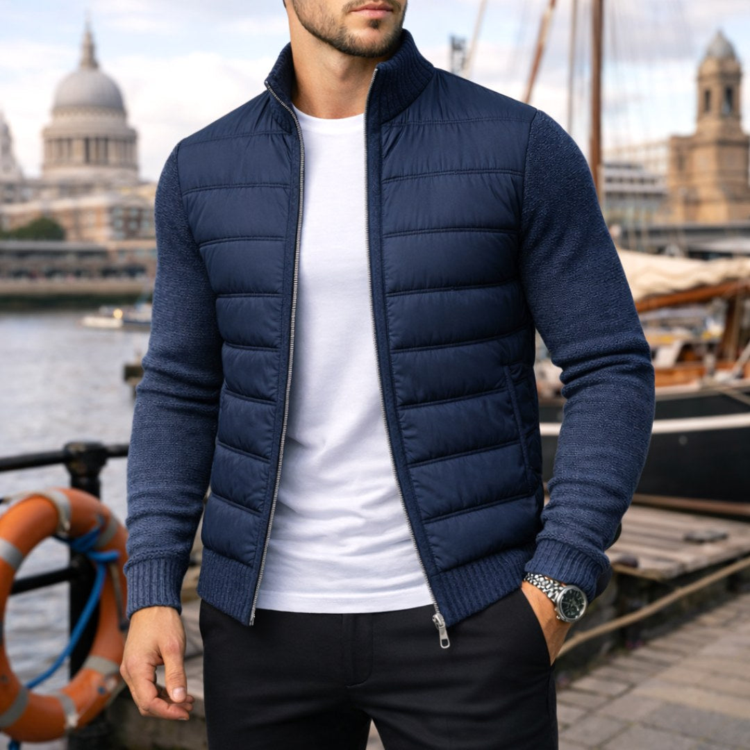 Logan | Men's Quilted Padded Jacket, Structured Everyday Jacket | Bella Blue | Navy Blue