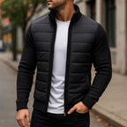 Logan | Men's Quilted Padded Jacket, Structured Everyday Jacket | Bella Blue | Black