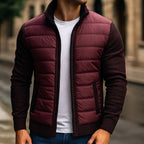 Logan | Men's Quilted Padded Jacket, Structured Everyday Jacket | Bella Blue | Burgundy