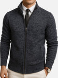 Logan | Men's Zip-Front Cardigan, Long Sleeve Knit Jumper | Bella Blue | Gray