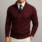 Logan | Men's Zip-Front Cardigan, Long Sleeve Knit Jumper | Bella Blue | Green