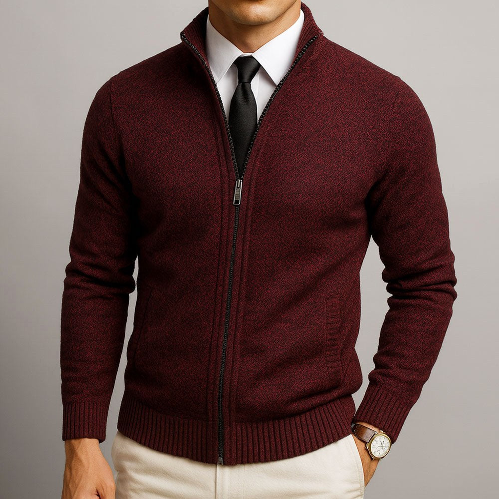 Logan | Men's Zip-Front Cardigan, Long Sleeve Knit Jumper | Bella Blue | Green