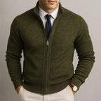 Logan | Men's Zip-Front Cardigan, Long Sleeve Knit Jumper | Bella Blue