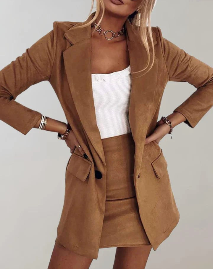 Lola | Women's Tailored Blazer and Mini Skirt Set, Two-Piece Suit | Bella Blue