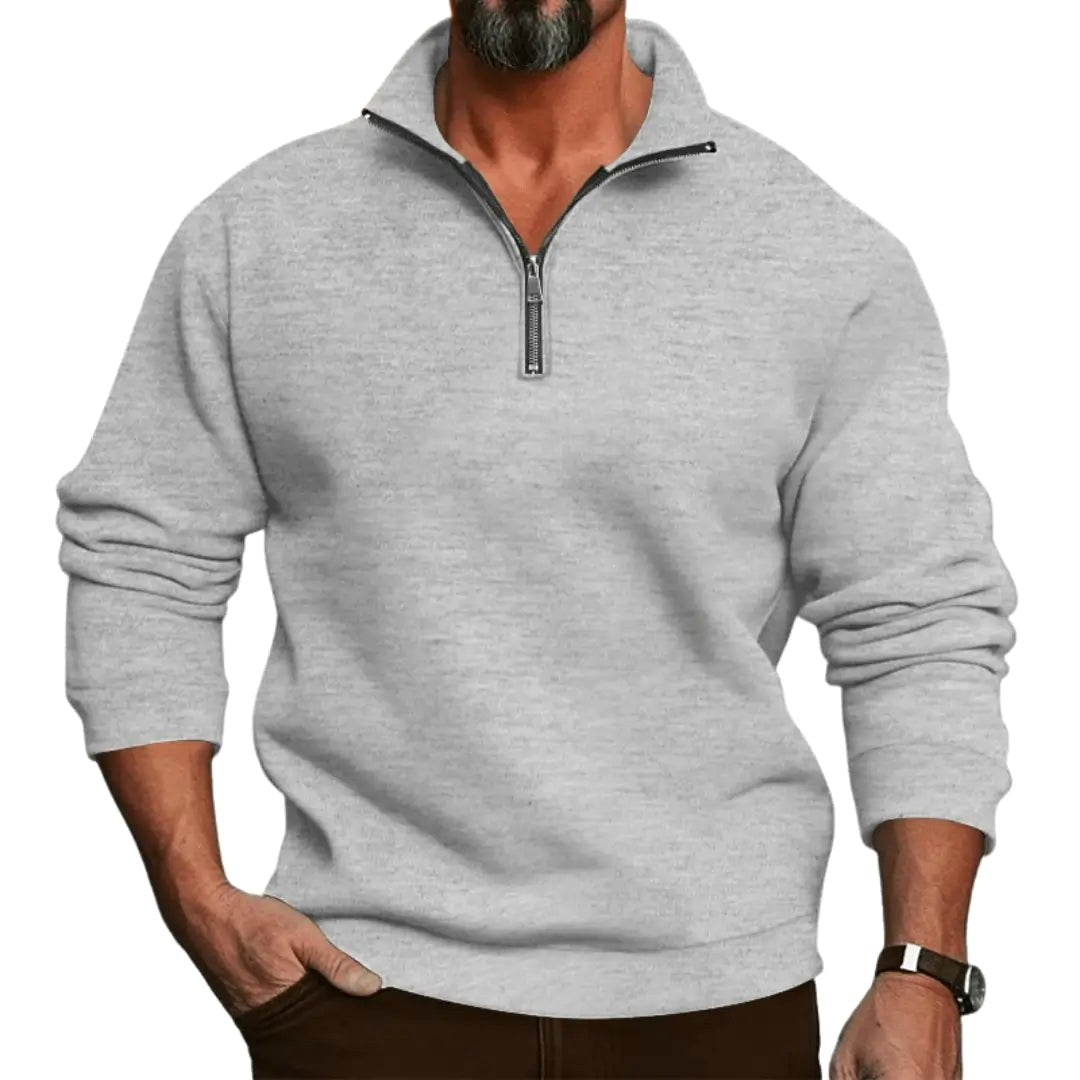 Lorenz | Men's Jumper with Zip, Lightweight Knit Jumper | Bella Blue | Black