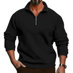 Lorenz | Men's Jumper with Zip, Lightweight Knit Jumper | Bella Blue | Black