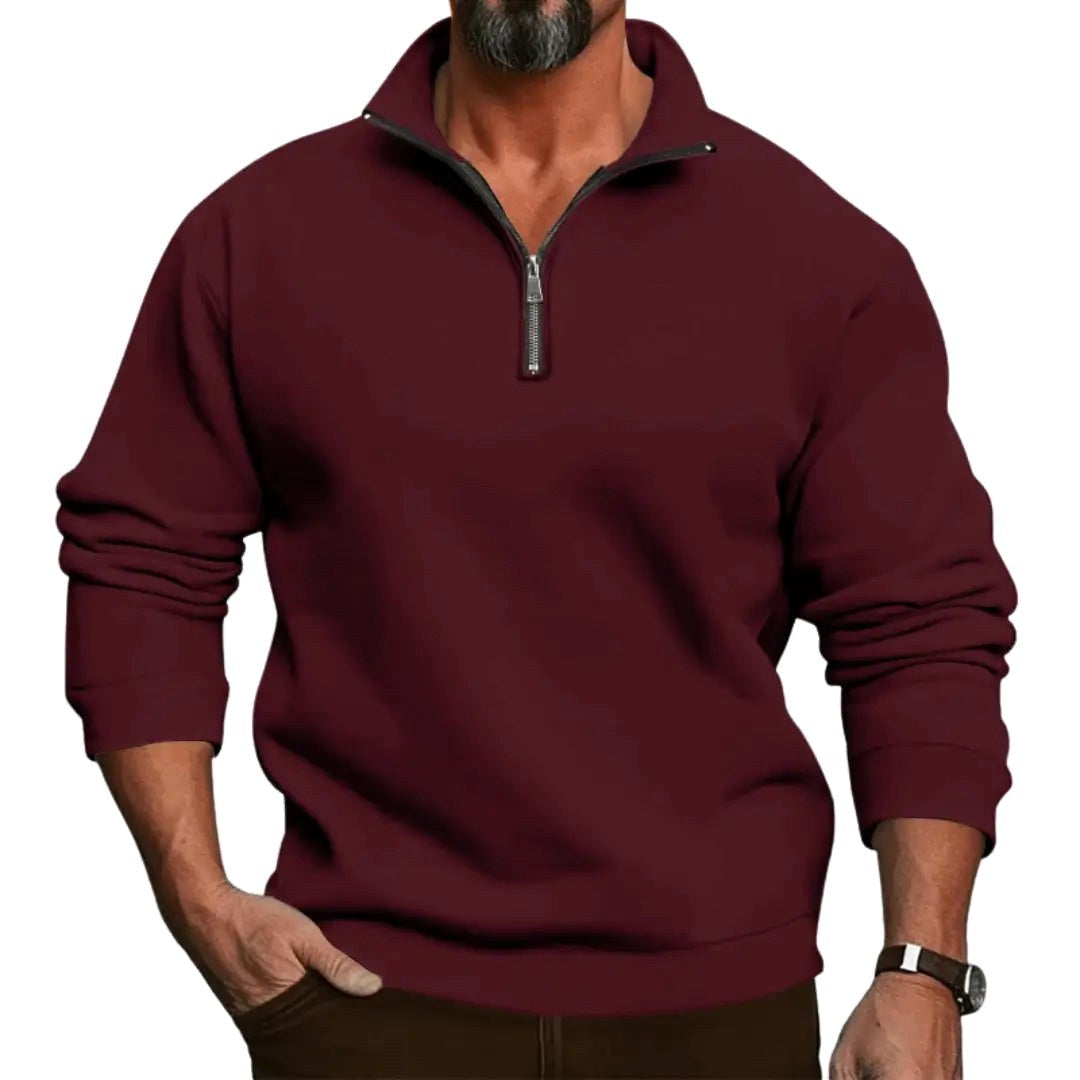 Lorenz | Men's Jumper with Zip, Lightweight Knit Jumper | Bella Blue | Black