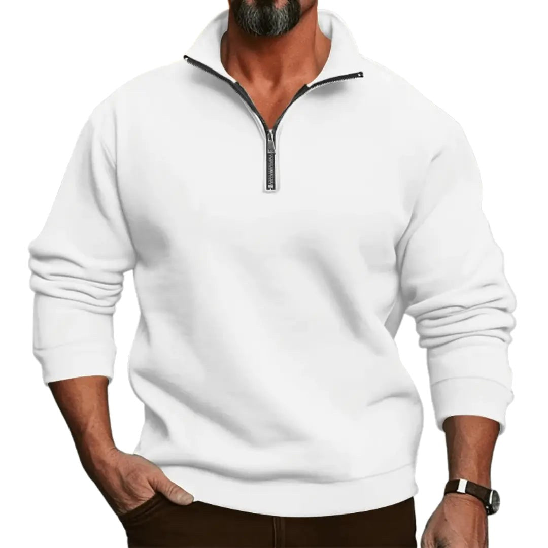 Lorenz | Men's Jumper with Zip, Lightweight Knit Jumper | Bella Blue | Black