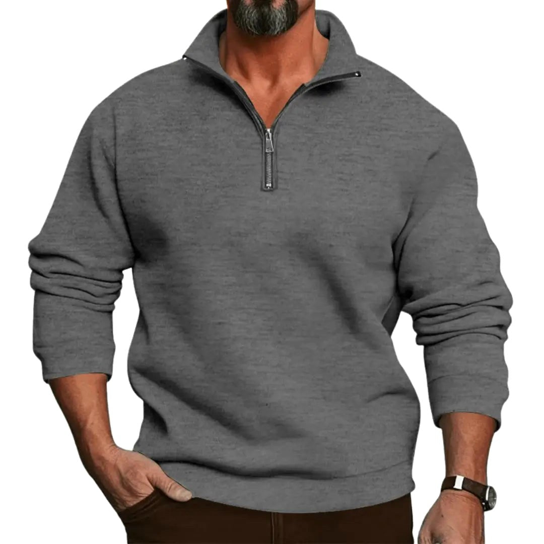 Lorenz | Men's Jumper with Zip, Lightweight Knit Jumper | Bella Blue | Black