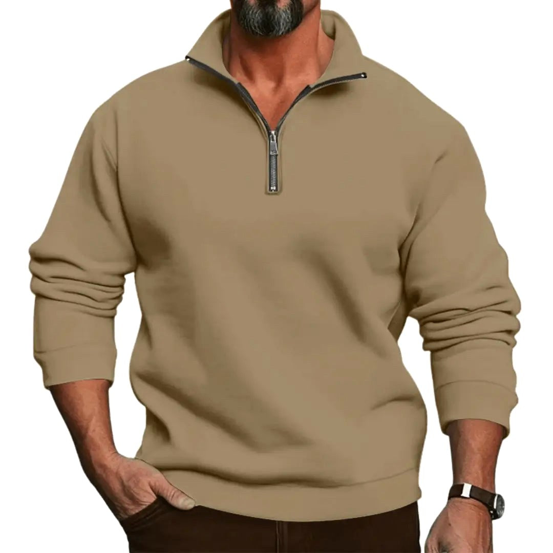 Lorenz | Men's Jumper with Zip, Lightweight Knit Jumper | Bella Blue | Light Grey