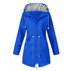 Lorraine | Women's Hooded Lightweight Raincoat, Water-Resistant Windproof Coat | Bella Blue