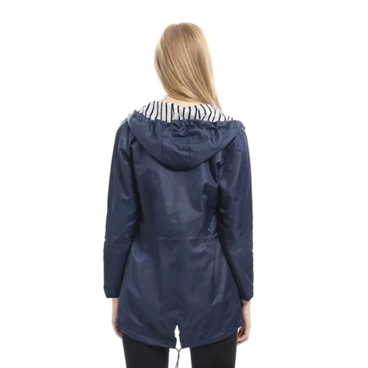 Lorraine | Women's Hooded Lightweight Raincoat, Water-Resistant Windproof Coat | Bella Blue | Pink