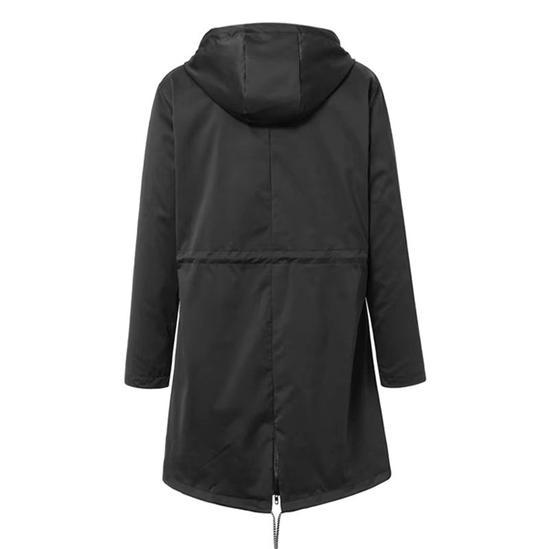 Lorraine | Women's Hooded Lightweight Raincoat, Water-Resistant Windproof Coat | Bella Blue