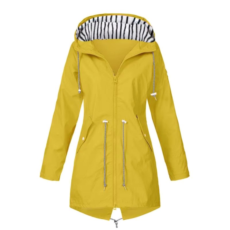 Lorraine | Women's Hooded Lightweight Raincoat, Water-Resistant Windproof Coat | Bella Blue