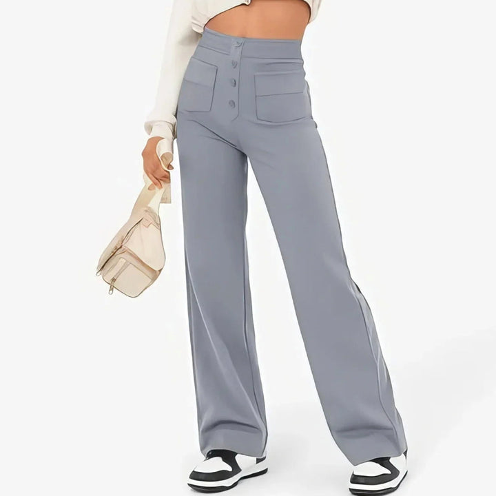 Lottie | Women's High-Waist Stretch Trousers, Comfortable Everyday Trousers | Bella Blue
