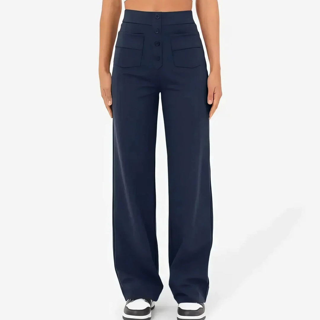 Lottie | Women's High-Waist Stretch Trousers, Comfortable Everyday Trousers | Bella Blue