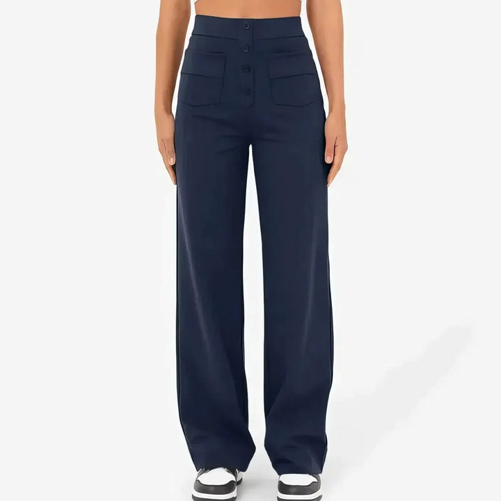 Lottie | Women's High-Waist Stretch Trousers, Comfortable Everyday Trousers | Bella Blue