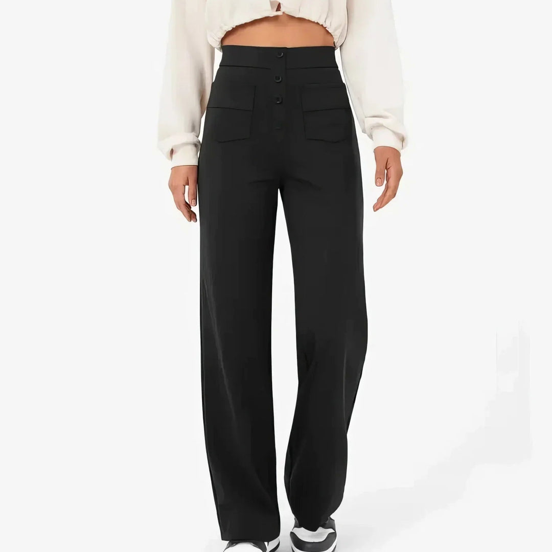 Lottie | Women's High-Waist Stretch Trousers, Comfortable Everyday Trousers | Bella Blue