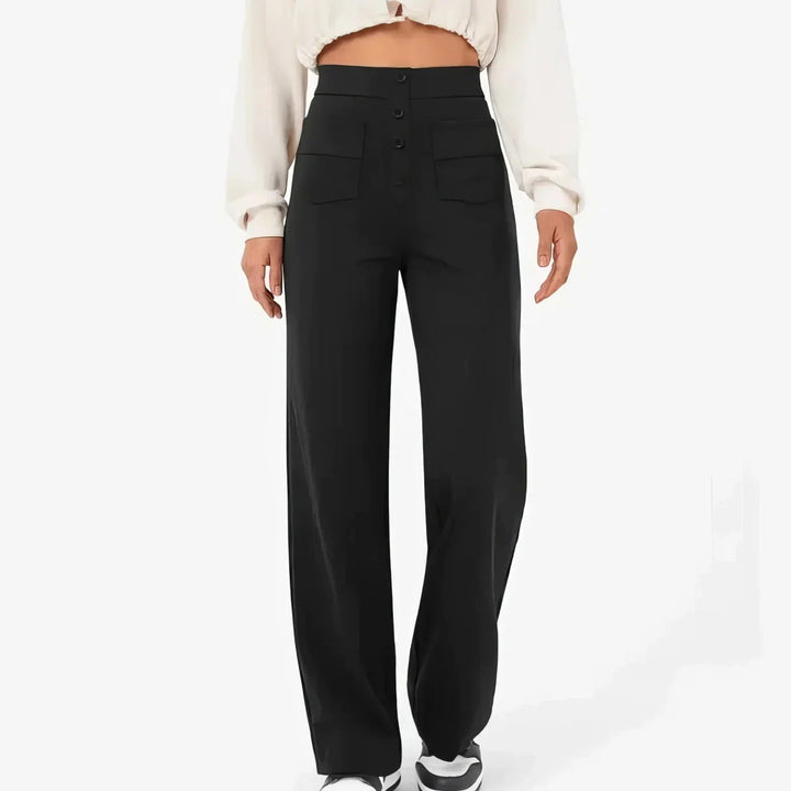 Lottie | Women's High-Waist Stretch Trousers, Comfortable Everyday Trousers | Bella Blue