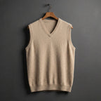 Louis | Men's Cashmere-Blend V-Neck Vest, Layering Jumper | Bella Blue