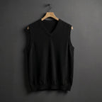Louis | Men's Cashmere-Blend V-Neck Vest, Layering Jumper | Bella Blue