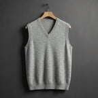 Louis | Men's Cashmere-Blend V-Neck Vest, Layering Jumper | Bella Blue