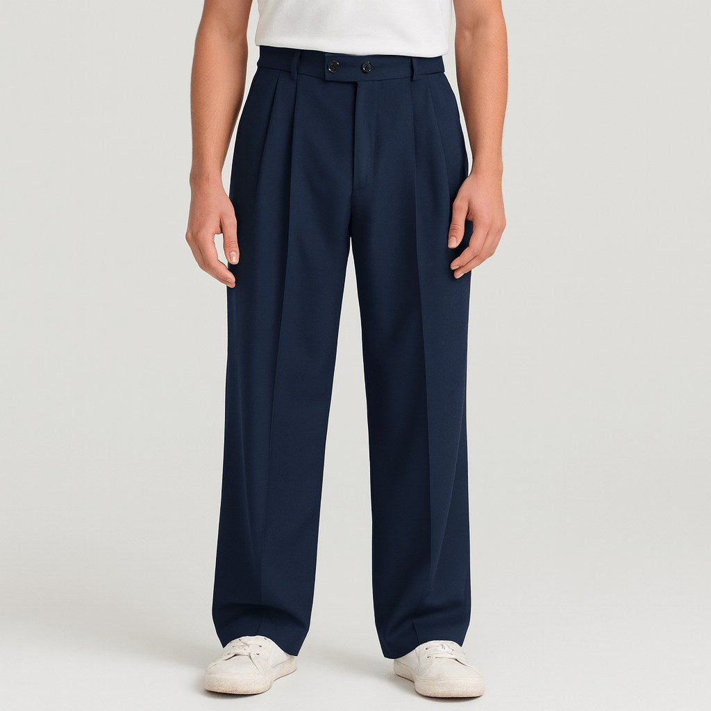 Louis | Women's Breathable Wide-Leg Trousers, Relaxed Fit Everyday Trousers | Bella Blue