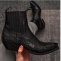 Lucas | Men's Vintage Cowboy Boots with Stitching, Western Boots | Bella Blue | Black