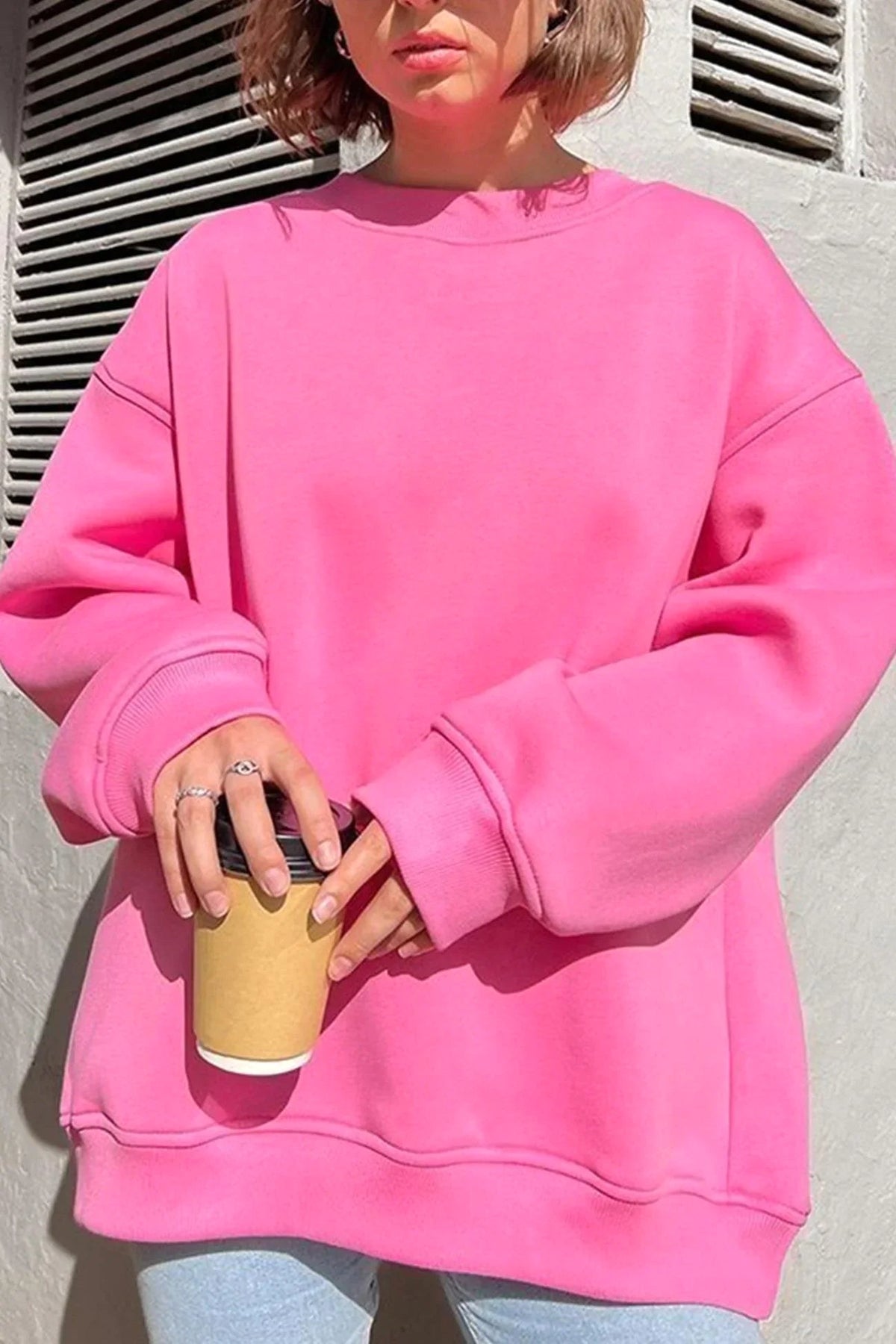 Lucienne | Women's Oversized Round-Neck Sweatshirt, Relaxed Fit Jumper | Bella Blue | Dark Green