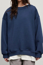 Lucienne | Women's Oversized Round-Neck Sweatshirt, Relaxed Fit Jumper | Bella Blue | Brown