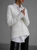 Lucile | Women's Oversized Button-Up Cardigan, Relaxed Knit Cardigan | Bella Blue