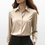 Lucy | Women's Satin Shirt Blouse, Elegant Office Blouse | Bella Blue